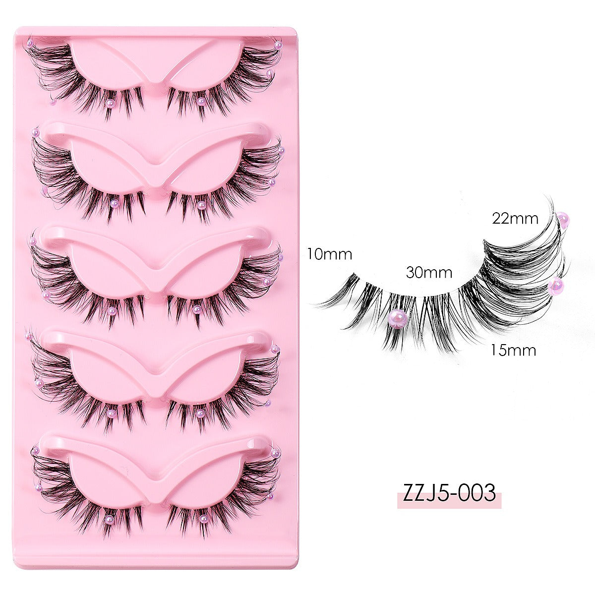 Clear Band Corner Foxy Winged Cat Eye 3D Strip Lashes Silk Party Full False Eyelash Vegan Faux Mink Eyelash With Diamond Pearl