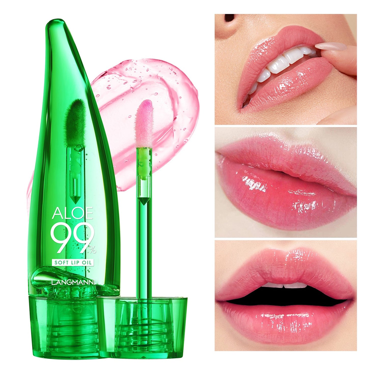 langmannni  Aloe vera lip gloss, temperature-sensitive color-changing lip glaze, moisturizing and protective lipstick, lip oil