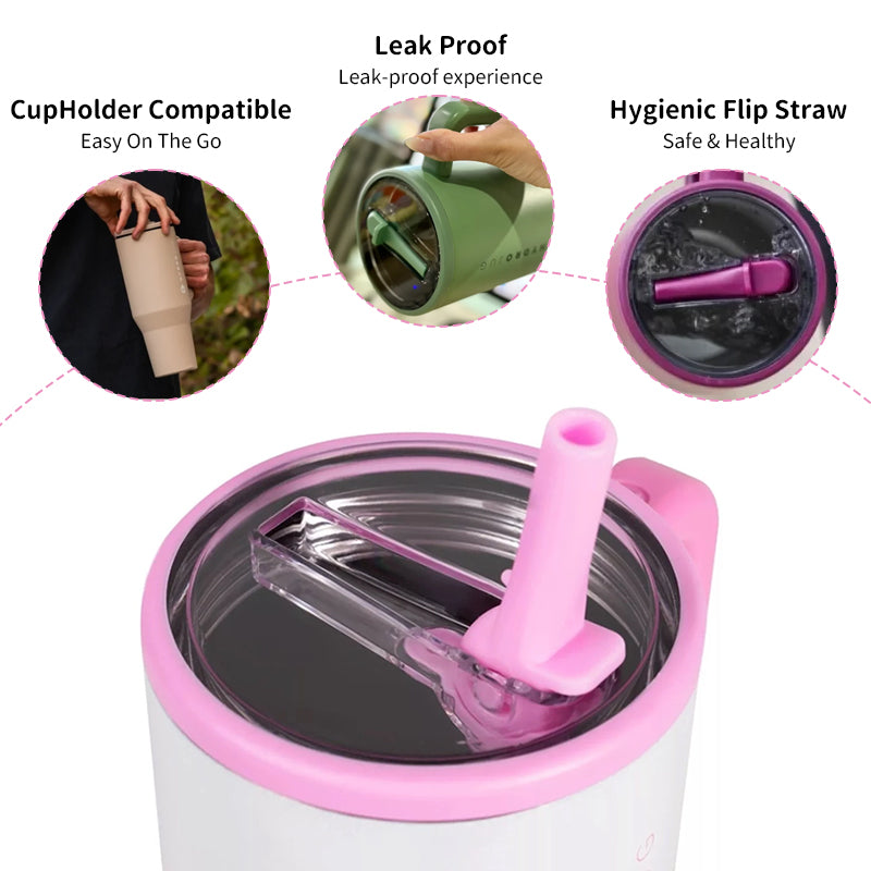 HydroJug Traveler: 32OZ/40OZ, stainless steel, vacuum insulated. Straw lid, double-wall thermal.car mug