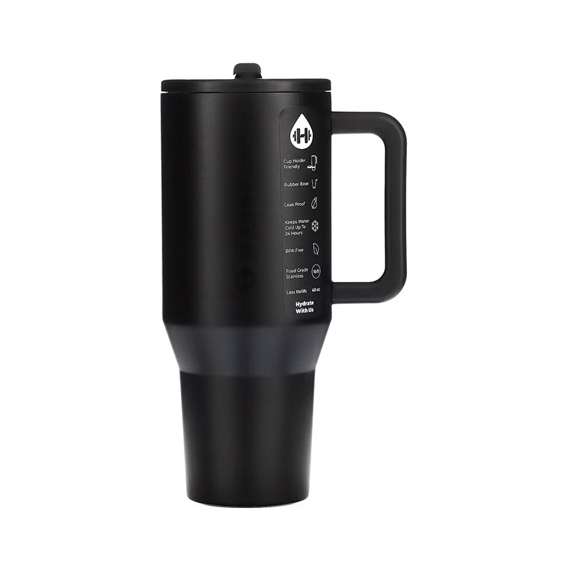 HydroJug Traveler: 32OZ/40OZ, stainless steel, vacuum insulated. Straw lid, double-wall thermal.car mug