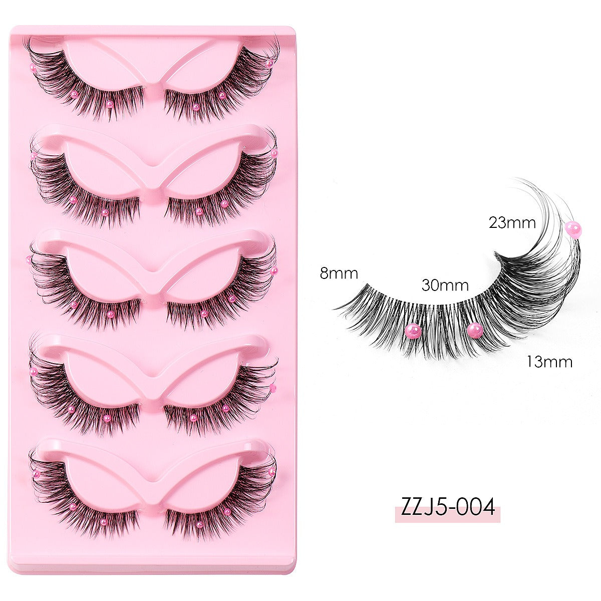 Clear Band Corner Foxy Winged Cat Eye 3D Strip Lashes Silk Party Full False Eyelash Vegan Faux Mink Eyelash With Diamond Pearl